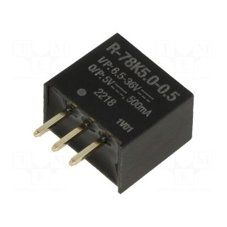 Converter: DC/DC | Uin: 6.5÷36V | Uout: 5VDC | Iout: 500mA | SIP3 | THT