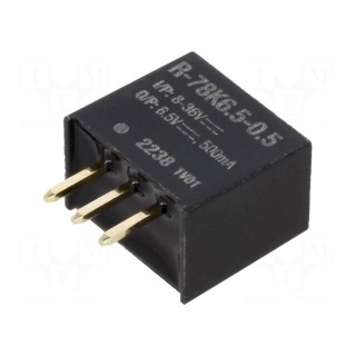 Converter: DC/DC | Uin: 8÷36V | Uout: 6.5VDC | Iout: 500mA | SIP3 | THT