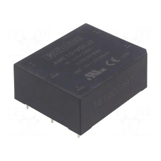 Converter: AC/DC | 10W | Uout: 9VDC | Iout: 1.1A | 78% | Mounting: PCB