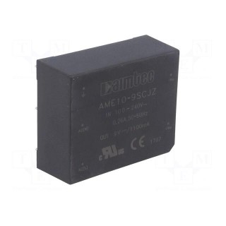 Converter: AC/DC | 10W | Uout: 9VDC | Iout: 1.1A | 78% | Mounting: PCB