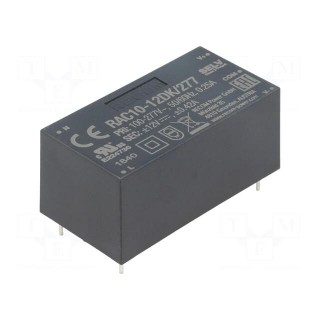 Converter: AC/DC | 10W | Uout: 12VDC | Iout: 420mA | 82% | Mounting: PCB