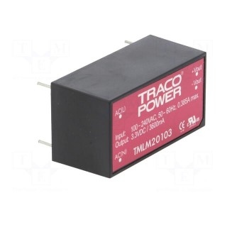 Converter: AC/DC | 12W | Uout: 3.3VDC | Iout: 3600mA | 74% | Mounting: PCB