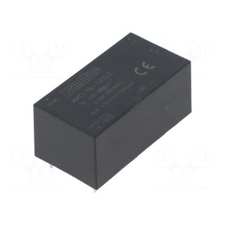 Converter: AC/DC | 15W | Uout: 12VDC | Iout: 1.25A | 80% | Mounting: PCB