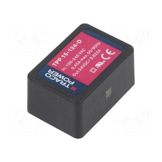 Converter: AC/DC | 15W | Uout: 24VDC | Iout: 625mA | 88% | Mounting: PCB