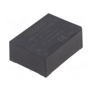 Converter: AC/DC | 15W | Uout: 24VDC | Iout: 0.625A | 83% | Mounting: PCB