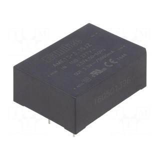 Converter: AC/DC | 15W | Uout: 3.3VDC | Iout: 3A | 74% | Mounting: PCB