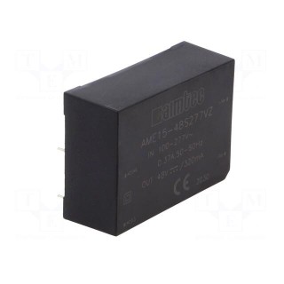 Converter: AC/DC | 15W | Uout: 48VDC | Iout: 0.32A | 85% | Mounting: PCB