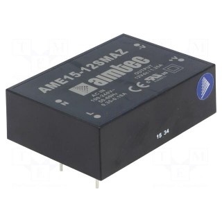 Converter: AC/DC | 15W | Uout: 15VDC | Iout: 0.5A | 83% | Mounting: PCB