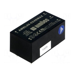 Converter: AC/DC | 18W | Uout: 5VDC | Iout: 1.6A | 77% | Mounting: PCB
