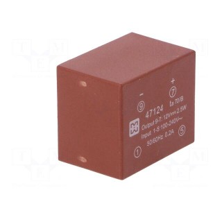 Converter: AC/DC | 2.5W | 85÷265VAC | Usup: 120÷370VDC | Uout: 12VDC