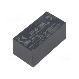 Converter: AC/DC | 20W | 85÷264VAC | Usup: 120÷370VDC | Uout: 12VDC