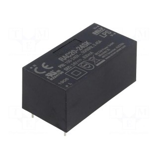 Converter: AC/DC | 20W | Uout: 24VDC | Iout: 840mA | 85% | Mounting: PCB