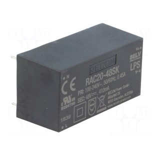 Converter: AC/DC | 20W | 85÷264VAC | Usup: 120÷370VDC | Uout: 48VDC