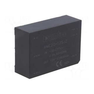 Converter: AC/DC | 20W | Uout: 12VDC | Iout: 1.6A | 83% | Mounting: PCB