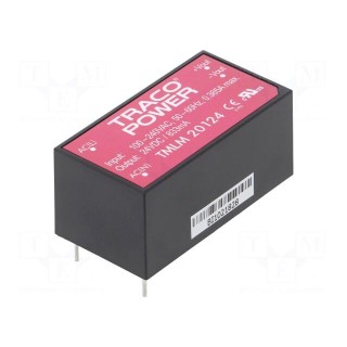 Converter: AC/DC | 20W | Uout: 24VDC | Iout: 833mA | 83% | Mounting: PCB