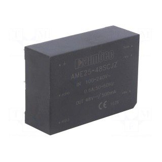 Converter: AC/DC | 25W | Uout: 48VDC | Iout: 0.5A | 87% | Mounting: PCB