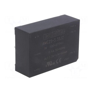 Converter: AC/DC | 25W | Uout: 3.3VDC | Iout: 4.1A | 75% | Mounting: PCB