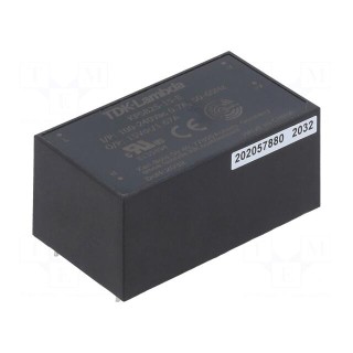 Converter: AC/DC | 25W | 90÷264VAC | 15VDC | Iout: 1.67A | 85% | THT