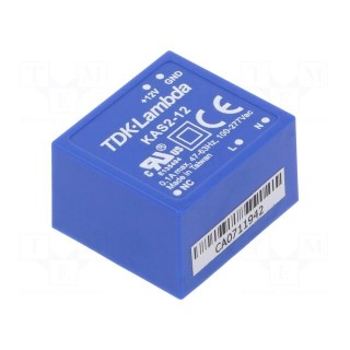 Converter: AC/DC | 2W | Uout: 12VDC | Iout: 167mA | 73% | Mounting: THT