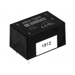 Converter: AC/DC | 2W | Uout: 5VDC | Iout: 0.4A | 66% | Mounting: PCB | 3kV