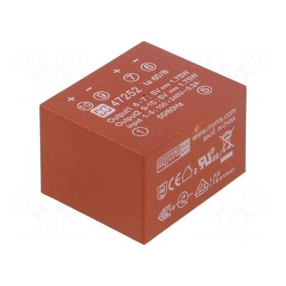 Converter: AC/DC | 3.5W | Uout: 5VDC | Iout: 350mA | 60% | Mounting: PCB