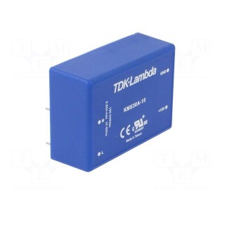 Converter: AC/DC | 30W | Uout: 15VDC | Iout: 2A | 86% | Mounting: THT