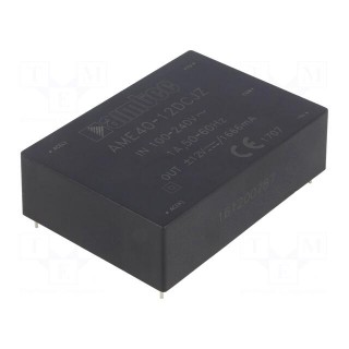Converter: AC/DC | 40W | Uout: 12VDC | Iout: 1.66A | 84% | Mounting: PCB