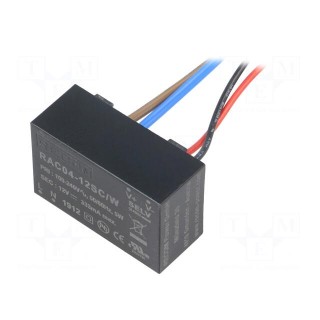 Converter: AC/DC | 4W | Uout: 12VDC | Iout: 333mA | 77% | Mounting: cables