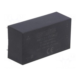 Converter: AC/DC | 5W | Uout: 15VDC | Iout: 0.333A | 81% | Mounting: PCB