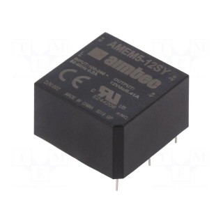Converter: AC/DC | 5W | Uout: 12VDC | Iout: 0.41A | 78% | Mounting: PCB