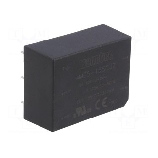 Converter: AC/DC | 5W | Uout: 15VDC | Iout: 0.33A | 80% | Mounting: PCB