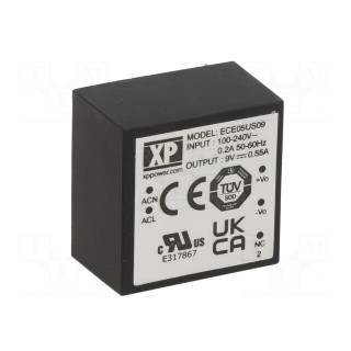 Converter: AC/DC | 5W | 85÷264VAC | Usup: 120÷370VDC | Uout: 9VDC | OUT: 1
