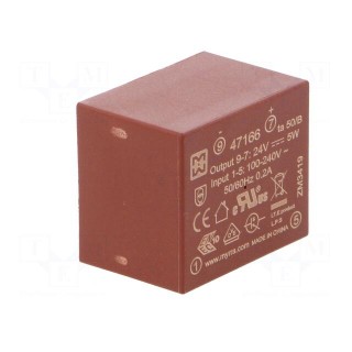 Converter: AC/DC | 5W | 85÷265VAC | Usup: 120÷370VDC | Uout: 24VDC | 80%