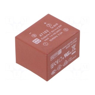 Converter: AC/DC | 5W | Uout: 5VDC | Iout: 900mA | 68% | Mounting: PCB