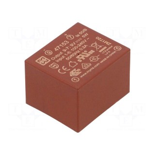 Converter: AC/DC | 5W | Uout: 9VDC | Iout: 550mA | 72% | Mounting: PCB