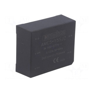 Converter: AC/DC | 5W | Uout: 15VDC | Iout: 0.33A | 82% | Mounting: PCB