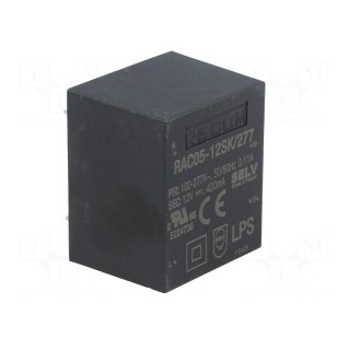 Converter: AC/DC | 5W | Uout: 12VDC | Iout: 416mA | 83% | Mounting: PCB
