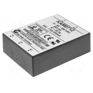 Converter: AC/DC | 7.5W | Uin: 90÷265V | Uout: 12VDC | Iout: 0.63A | 78%