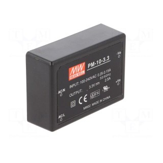 Power supply: switched-mode | modular | 8.25W | 3.3VDC | 70x50x22.7mm