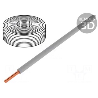 Wire | 0.2mm2 | solid | Cu | PVC | grey | 60V | 10m | 1x0.2mm2