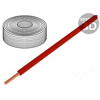 Wire | 0.2mm2 | solid | Cu | PVC | red | 60V | 10m | 1x0.2mm2
