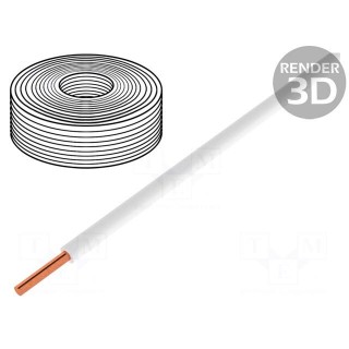 Wire | 0.2mm2 | solid | Cu | PVC | white | 60V | 10m | 1x0.2mm2