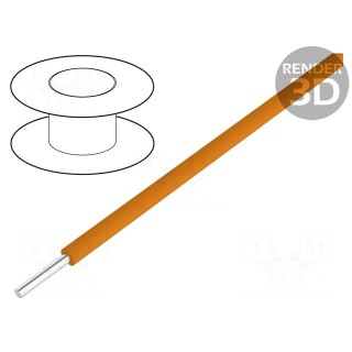 Wire | HookUp Wire PVC | solid | Cu | 18AWG | orange | PVC | 300V | 30,5m