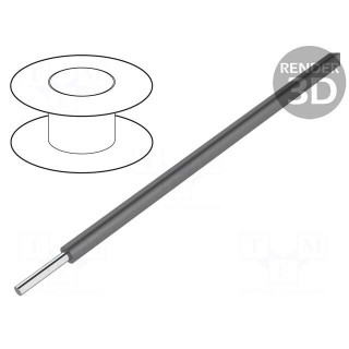 Wire | HookUp Wire PVC | solid | Cu | 24AWG | dark grey | PVC | 300V | 30,5m