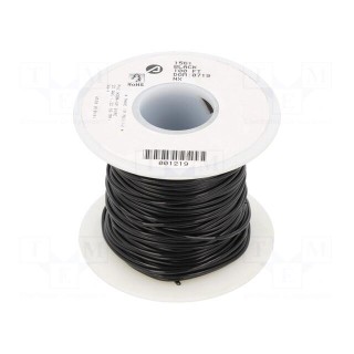Wire | HookUp Wire | 22AWG | solid | Cu | PVC | black | 1kV | 30.5m | 100ft