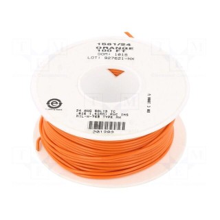 Wire | HookUp Wire | 22AWG | solid | Cu | PVC | orange | 1kV | 30.5m | 100ft