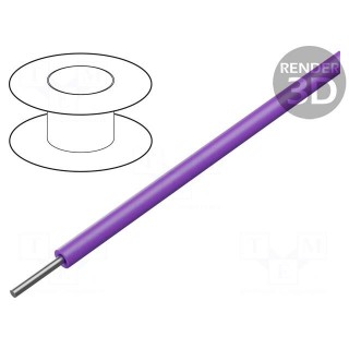 Wire | 30AWG | solid | Cu | PVC | violet | 300V | 30m | 100ft