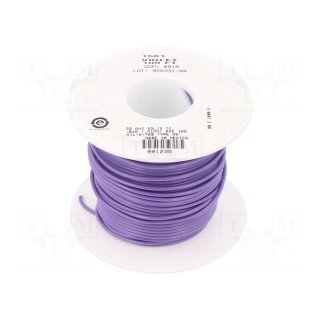 Wire | HookUp Wire | 22AWG | solid | Cu | PVC | violet | 1kV | 30.5m | 100ft