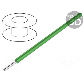 Wire | HookUp Wire Teflon | solid | Cu | 28AWG | green | PTFE | 250V | 30,5m