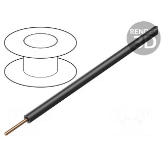Wire | 0.2mm2 | solid | Cu | PVC | black | 60V | 10m | 1x0.2mm2